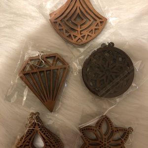 Boho Earrings set 5 lot. (Wood). #1